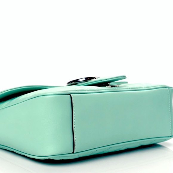 Rare & Limited Edition Gucci Marmont Small GG Matelassé Pastel Green Calfskin! - Picture 10 of 16